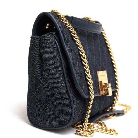 michael kors vivianne chain flap blue denim shoulder bag|Michael Michael Kors Denim & Leather.